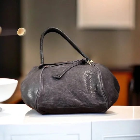 Tre VERO Sturdy Black calfskin leather Hobo Style Shoulder Bag - Picture 6 of 9